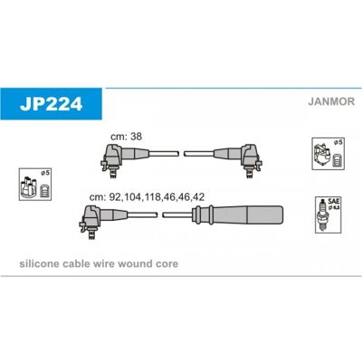 JANMOR - JP224 - Toyota - Silicona - Juego de cables de encendido JANMOR - JP224 - Toyota - Silicona - Juego de cables de encendido