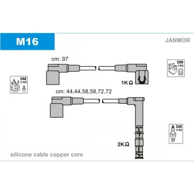 JANMOR M16 Juego de Cables de Encendido - W124, Mercedes-Benz JANMOR M16 Juego de Cables de Encendido - W124, Mercedes-Benz