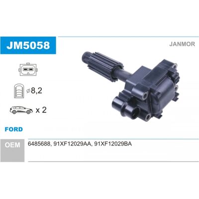 Bobina de encendido Janmor JM5058 para Ford Escort Galaxy Scorpio Transit Bobina de encendido Janmor JM5058 para Ford Escort Galaxy Scorpio Transit