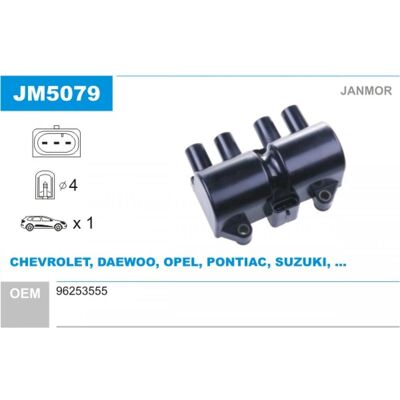 Bobina de encendido Janmor JM5079 - Compatibilidad con vehículos Bobina de encendido Janmor JM5079 - Compatibilidad con vehículos