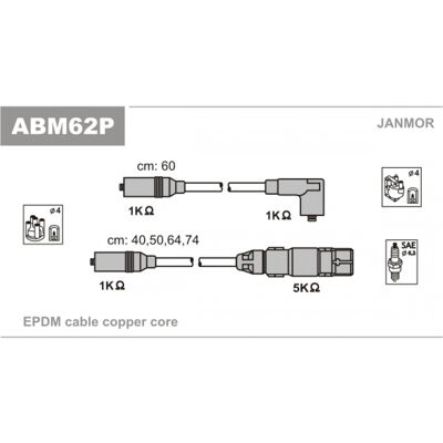 Janmor ABM62P - Juego de cables de encendido para VW, Seat Janmor ABM62P - Juego de cables de encendido para VW, Seat