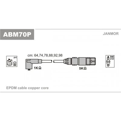 Janmor ABM70P Juego de Cables de Encendido - Sistema de Encendido de Autos Janmor ABM70P Juego de Cables de Encendido - Sistema de Encendido de Autos