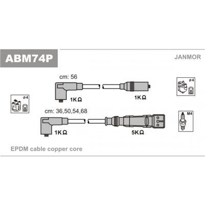 JANMOR ABM74P Juego de cables de encendido - Para Skoda Octavia JANMOR ABM74P Juego de cables de encendido - Para Skoda Octavia