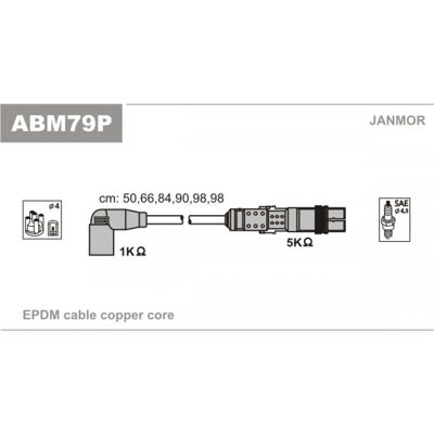 Conjunto de cables de encendido Janmor ABM79P - Compatible con VW Transporter Conjunto de cables de encendido Janmor ABM79P - Compatible con VW Transporter
