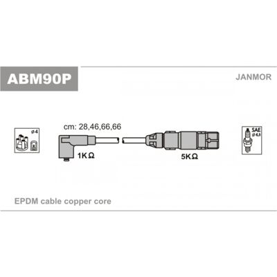 Janmor ABM90P - Juego de cables de encendido para Audi A3, Seat Toledo Janmor ABM90P - Juego de cables de encendido para Audi A3, Seat Toledo