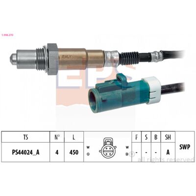 EPS 1.998.270 - Sonde Lambda - Caliente - Cable 450mm - Equivalente OE EPS 1.998.270 - Sonde Lambda - Caliente - Cable 450mm - Equivalente OE