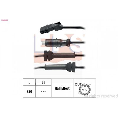 Sensor de velocidad de rueda equivalente OE - Fabricado en Italia - Cable de 850mm Sensor de velocidad de rueda equivalente OE - Fabricado en Italia - Cable de 850mm