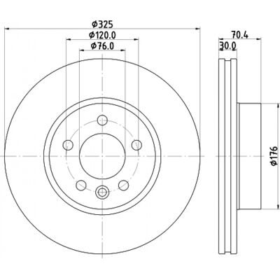 Disco de freno Volkswagen TGE - Ventilado, Carbono, 325mm Disco de freno Volkswagen TGE - Ventilado, Carbono, 325mm