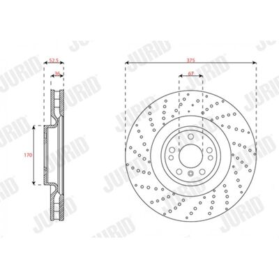 Disco de freno JURID 563483JC-1 - Perforado y ventilado - Mercedes-Benz GLE ML Disco de freno JURID 563483JC-1 - Perforado y ventilado - Mercedes-Benz GLE ML