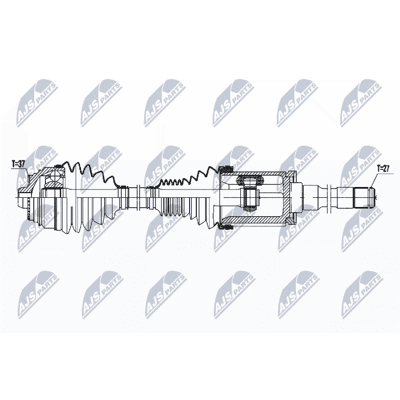 NTY NPW-BM-180 Eje de transmisión trasero derecho para BMW 5, 7, 8 NTY NPW-BM-180 Eje de transmisión trasero derecho para BMW 5, 7, 8