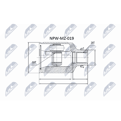 Nty conjunto de juntas de árbol de transmisión Mazda 6 - Derecha delantera Nty conjunto de juntas de árbol de transmisión Mazda 6 - Derecha delantera