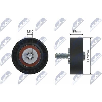 NTY - Polea de Tensión - Diámetro 70mm - para Citroën, Fiat, Peugeot, Lancia - Tensionador de Correa NTY - Polea de Tensión - Diámetro 70mm - para Citroën, Fiat, Peugeot, Lancia - Tensionador de Correa