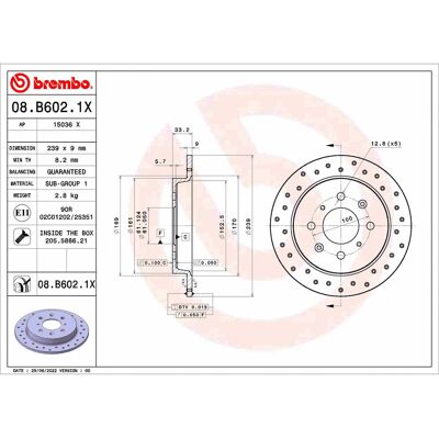 BREMBO Modelo 08.B602.1X - Disco de freno BREMBO Modelo 08.B602.1X - Disco de freno