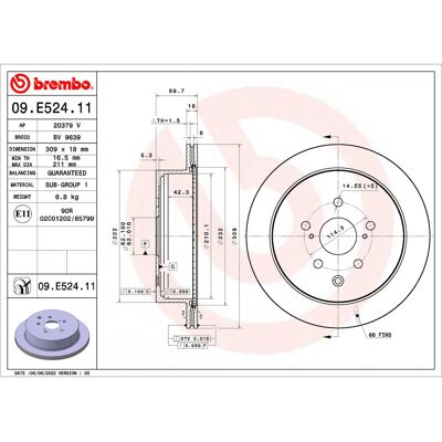 BREMBO 09.E524.11 Disco de freno con revestimiento interior ventilado - Disco de freno BREMBO 09.E524.11 Disco de freno con revestimiento interior ventilado - Disco de freno