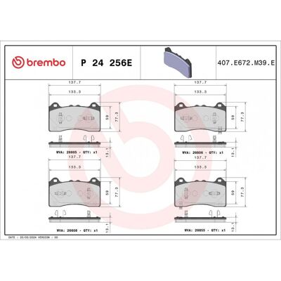 BREMBO P 24 256E Juego de Pastillas de Freno - Delantero BREMBO P 24 256E Juego de Pastillas de Freno - Delantero