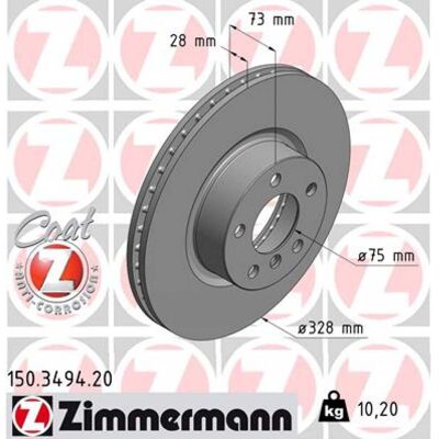 ZIMMERMANN Modelo 150.3494.20 Disco de freno ventilado - Disco de freno ZIMMERMANN Modelo 150.3494.20 Disco de freno ventilado - Disco de freno