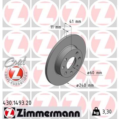 Disco de freno Zimmermann Z 430.1493.20 - Completo, Antióxido, 240mm Disco de freno Zimmermann Z 430.1493.20 - Completo, Antióxido, 240mm