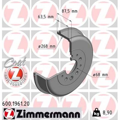 Zimmermann Tambor de Freno Z 600.1961.20 - Tambor de freno Zimmermann Tambor de Freno Z 600.1961.20 - Tambor de freno