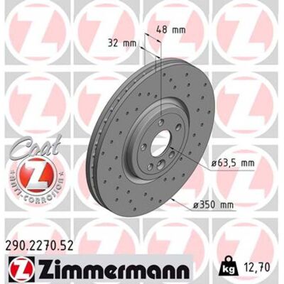 Zimmermann Modelo 290.2270.52 Disco de freno perforado ventilado - Disco de frenos Zimmermann Modelo 290.2270.52 Disco de freno perforado ventilado - Disco de frenos