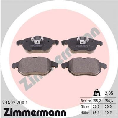 Zimmermann Pastillas de Freno 23402.200.1 - Sistema de Frenos Zimmermann Pastillas de Freno 23402.200.1 - Sistema de Frenos