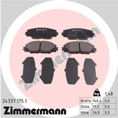 Zimmermann 24337.175.1 Pastillas de freno - Sistema de frenos Zimmermann 24337.175.1 Pastillas de freno - Sistema de frenos
