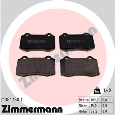 Zimmermann - 21381.150.1 - 4 piezas por eje - Juego de pastillas - Zimmermann - 21381.150.1 - 4 piezas por eje - Juego de pastillas -