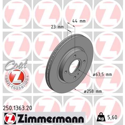 ZIMMERMANN Z 23mm 5/4 4Trou 108mm ventilado - Disco de freno ZIMMERMANN Z 23mm 5/4 4Trou 108mm ventilado - Disco de freno
