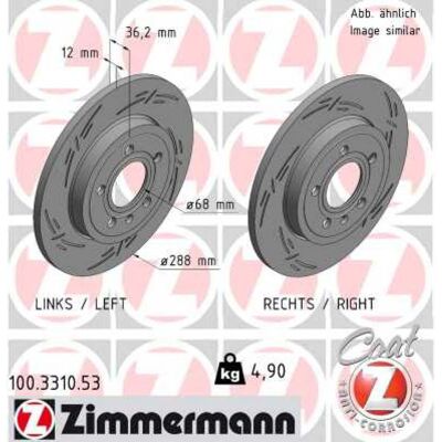 Disco de freno Zimmermann - 288mm, 12mm, Ranurado, para Audi/Seat Disco de freno Zimmermann - 288mm, 12mm, Ranurado, para Audi/Seat
