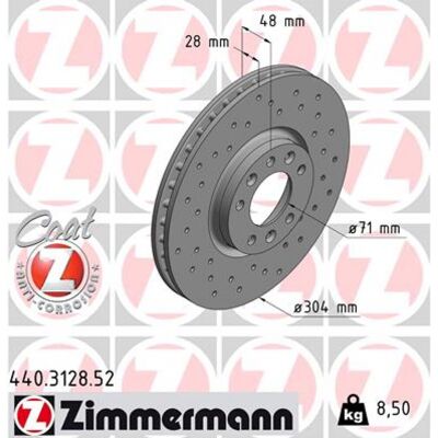 ZIMMERMANN Modelo 440.3128.52 Disco de freno - Ventilado, perforado ZIMMERMANN Modelo 440.3128.52 Disco de freno - Ventilado, perforado
