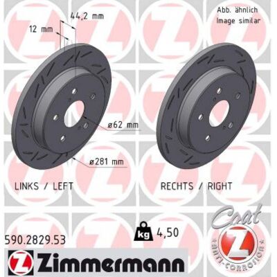 ZIMMERMANN Disco de freno - Diámetro 281mm, grosor 12mm, ventilado ZIMMERMANN Disco de freno - Diámetro 281mm, grosor 12mm, ventilado