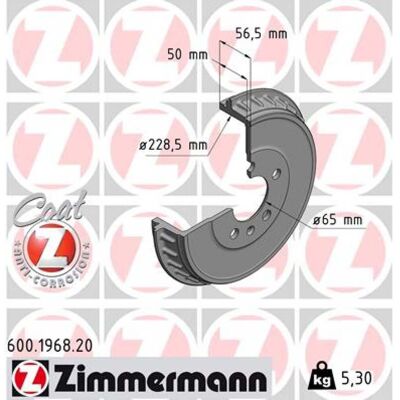 Zimmermann Tambor de freno - 600.1968.20 - Compatible con VW Polo VI Zimmermann Tambor de freno - 600.1968.20 - Compatible con VW Polo VI