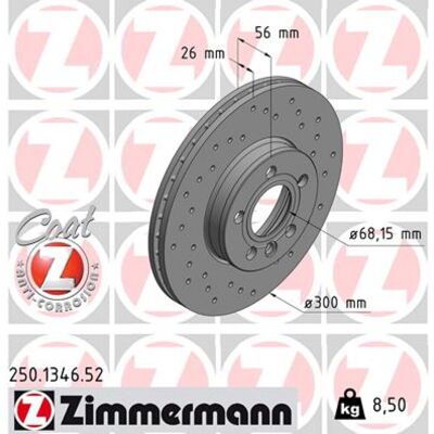 Zimmermann Disco de Freno Ventilado - Volkswagen Sharan I, Ford Galaxy Mk1, Seat Alhambra I Zimmermann Disco de Freno Ventilado - Volkswagen Sharan I, Ford Galaxy Mk1, Seat Alhambra I