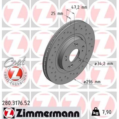 Disco de freno deportivo Zimmermann 296mm ventilado - Disco de freno Disco de freno deportivo Zimmermann 296mm ventilado - Disco de freno