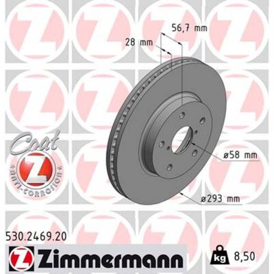 ZIMMERMANN Disco de Freno - 530.2469.20 - Ventilado 114mm - 28mm - ECE R90 ZIMMERMANN Disco de Freno - 530.2469.20 - Ventilado 114mm - 28mm - ECE R90