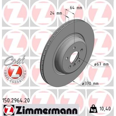 Disco de freno BMW ZIMMERMANN - Ventilado 370mm - 150.2964.20 Disco de freno BMW ZIMMERMANN - Ventilado 370mm - 150.2964.20