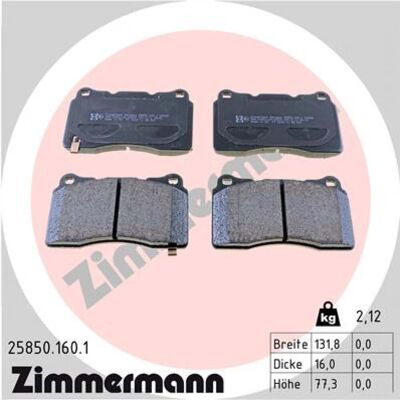 Zimmermann 25850.160.1 Pastillas de freno - Compatible con Honda Civic, Mitsubishi, Subaru, Renault Zimmermann 25850.160.1 Pastillas de freno - Compatible con Honda Civic, Mitsubishi, Subaru, Renault
