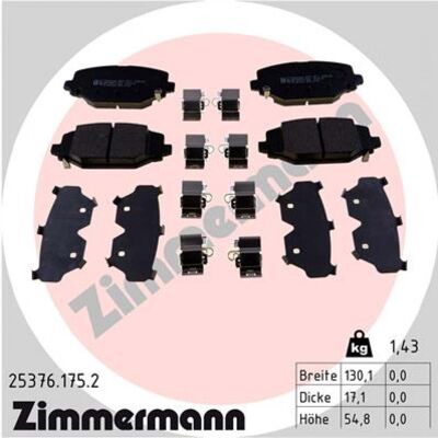 Zimmermann Pastillas de Freno - 25376.175.2 - Traseras Compatibles con Chrysler Dodge Zimmermann Pastillas de Freno - 25376.175.2 - Traseras Compatibles con Chrysler Dodge