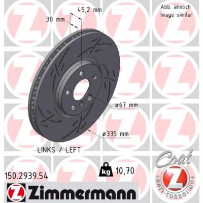Disco de freno ventilado y ranurado Zimmermann 150.2939.54 para MINI/BMW Disco de freno ventilado y ranurado Zimmermann 150.2939.54 para MINI/BMW