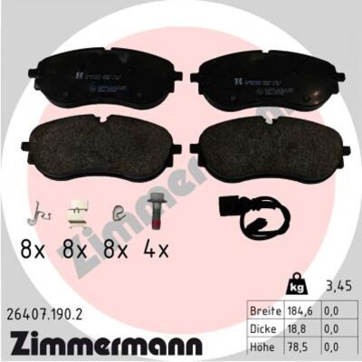 ZIMMERMANN 26407.190.2 Juego de Pastillas de Freno - Compatible con Vehículos ZIMMERMANN 26407.190.2 Juego de Pastillas de Freno - Compatible con Vehículos