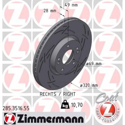 ZIMMERMANN Hyundai Santa Fe Kia Sorento Disco ventilado - Pieza de freno ZIMMERMANN Hyundai Santa Fe Kia Sorento Disco ventilado - Pieza de freno