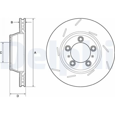 DELPHI BG9164C Disco de freno ventilado y ranurado - Disco de freno DELPHI BG9164C Disco de freno ventilado y ranurado - Disco de freno