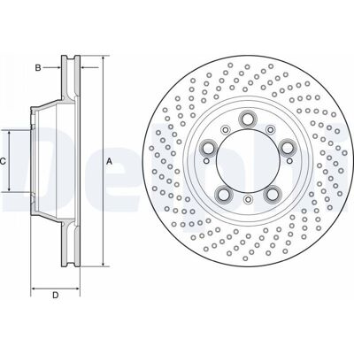 Disco de freno ventilado de carbono alto para Porsche 911 - DELPHI Disco de freno ventilado de carbono alto para Porsche 911 - DELPHI