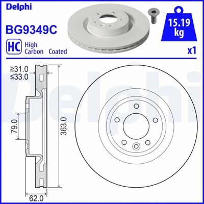 DELPHI BG9349C Disco de Freno Ventilado de Alto Carbono - Disco de Freno DELPHI BG9349C Disco de Freno Ventilado de Alto Carbono - Disco de Freno