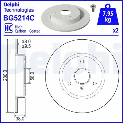 Disco de Freno Delph Bg5214c para Smart Roadster - Disco de freno delantero Disco de Freno Delph Bg5214c para Smart Roadster - Disco de freno delantero