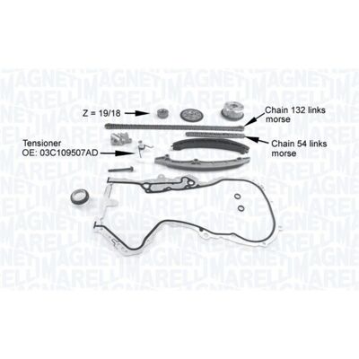 MAGNETI MARELLI Modelo 341500001220 - Juego de cadena de distribución para VW, Skoda, Audi MAGNETI MARELLI Modelo 341500001220 - Juego de cadena de distribución para VW, Skoda, Audi