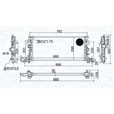 Magneti Marelli 350213206700 Radiador del motor - Para Opel/Vauxhall Magneti Marelli 350213206700 Radiador del motor - Para Opel/Vauxhall