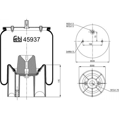 FEBI BILSTEIN 45937 Soufflet a aire - Sistema de suspensión neumática FEBI BILSTEIN 45937 Soufflet a aire - Sistema de suspensión neumática