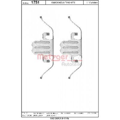 Juego de pastillas de freno Metzger 1751Q para BMW 1, 3, 5, X1 - Componentes de freno Juego de pastillas de freno Metzger 1751Q para BMW 1, 3, 5, X1 - Componentes de freno