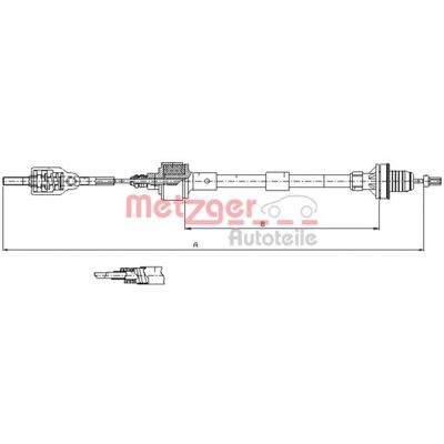Cable de embrague Metzger Opel Corsa B - 11.2533, 841/414 mm Cable de embrague Metzger Opel Corsa B - 11.2533, 841/414 mm