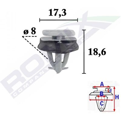 Clips Romix - Fijación de panel interior - Pack de 10 Clips Romix - Fijación de panel interior - Pack de 10